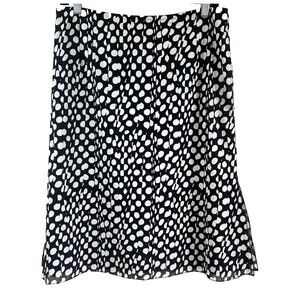 AKRIS Women's Black & White Polka Dot Cotton Multilayered Lining Midi Skirt Sz 8